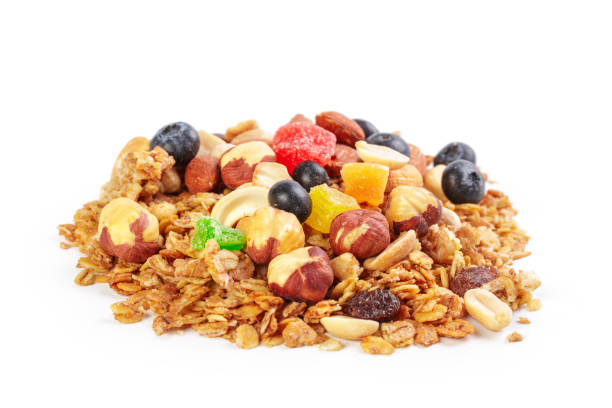 istock Granola with dried fruits isolated on white 1023322204