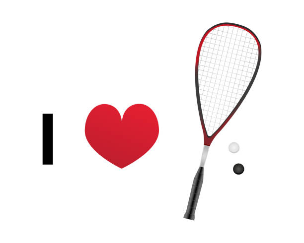 illustrations, cliparts, dessins animés et icônes de je t’aime de squash ou racketball icône vector - tennis racket ball isolated