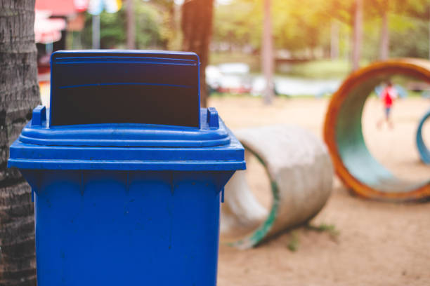 istock The blue bin is a non-recyclable waste bin, such as a foam plastic bag. 1023338598