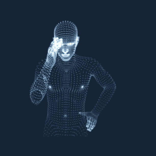 istock Man in a Thinker Pose. 3D Model of Man. Geometric Design. Business, Science, Psychology or Philosophy Vector Illustration. 1023356758
