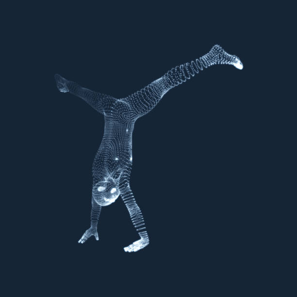istock Sporty man doing handstand exercise. Gymnast. 3D model of man. Human body model. Gymnastics activities for icon health and fitness community. 1023356830