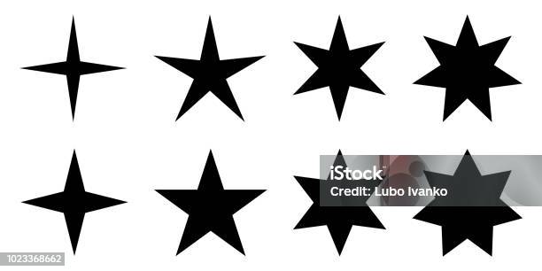 Simple Star 4 5 6 And 7 Pointed Version With Two Different Angles Stock Illustration - Download Image Now