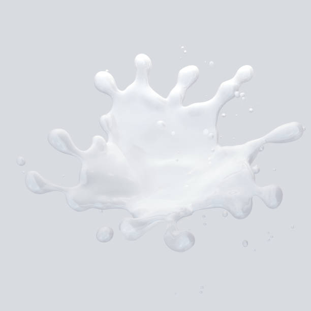 istock Milk splash with droplets isolated. 3D illustration 1023372576