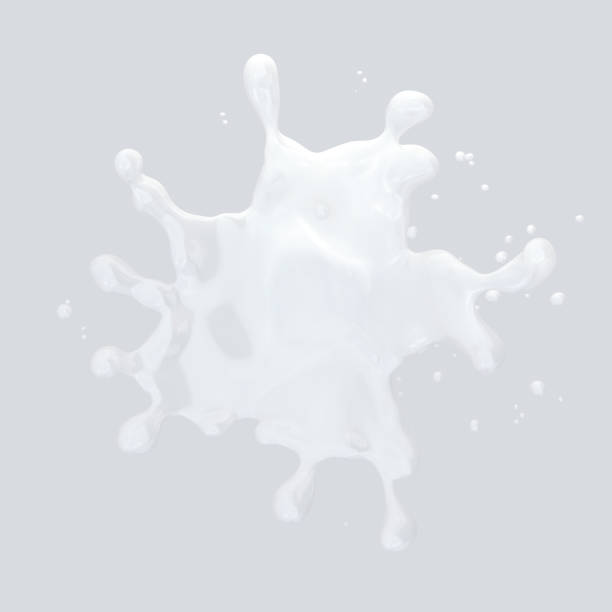 istock Milk splash with droplets isolated. 3D illustration 1023372580