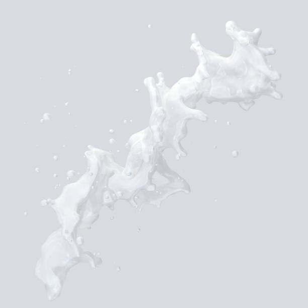 istock Milk splash with droplets isolated. 3D illustration 1023372602