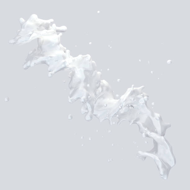 istock Milk splash with droplets isolated. 3D illustration 1023372634