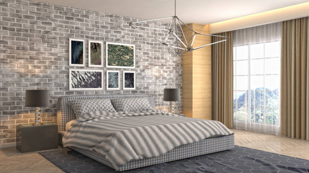 istock Bedroom interior. 3d illustration 1023375958
