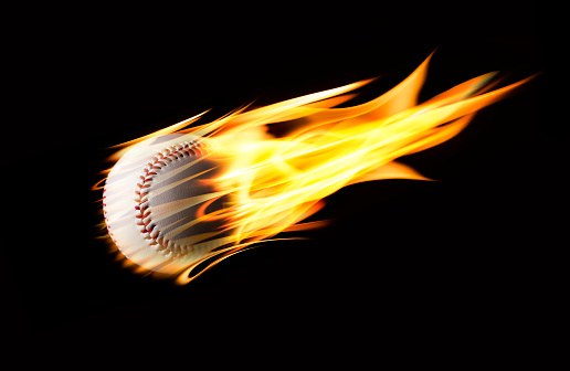 Flying Baseball Engulfed in Flames