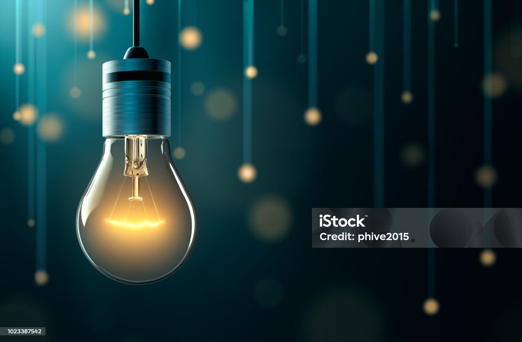 Glühbirne mit hängenden Lampen Hintergrund - Lizenzfrei Glühbirne Stock-Foto