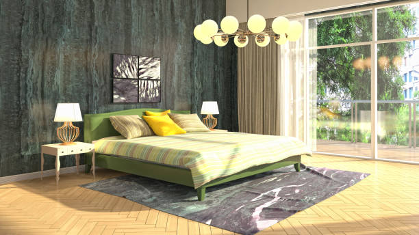 istock Bedroom interior. 3d illustration 1023387858
