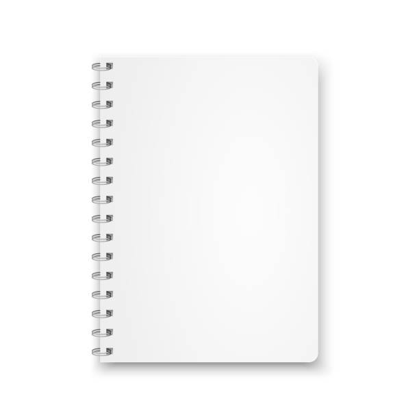 istock Mock up blank notebook with metal spiral template isolated on white background. Realistic vector illustration. 1023397674