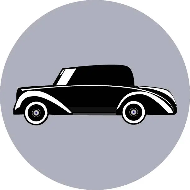 Vector illustration of Silhouette of small retro car vector illustration