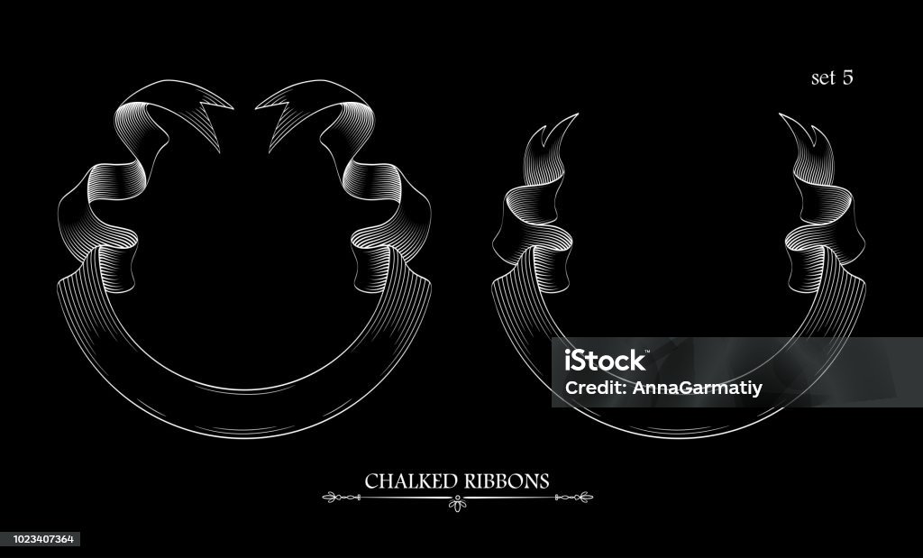 Chalky Ribbon Chalk Ribbons Set 5 Stock Illustration - Download Image Now - Art ...