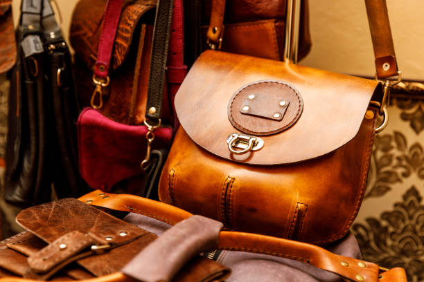 istock Leather handmade products - wallets, bags, covers 1023425152