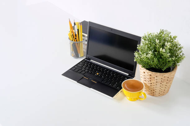 Closeup image of computer laptop on the table
