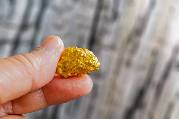istock hand holding a pure gold nugget found in mine 1023439126