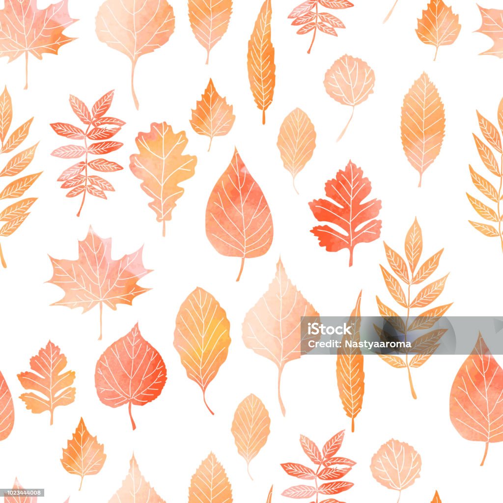 Seamless pattern with autumn leaves Seamless pattern with autumn leaves drawing by watercolor, hand drawn elements. Vector illustration Autumn stock vector