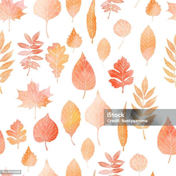 Seamless Pattern With Autumn Leaves Stock Illustration - Download Image Now - Autumn, Leaf, Pattern