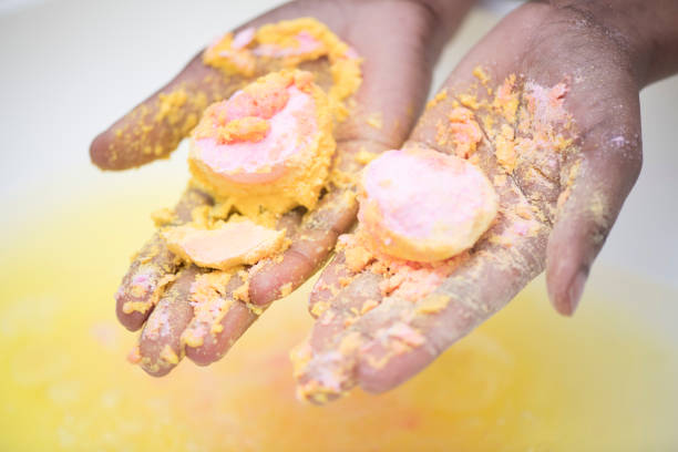 Close up of young woman's hands with soap