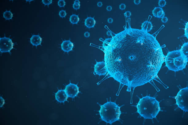 istock 3d illustration abstract viral infection causing chronic disease. Hepatitis viruses, influenza virus H1N1, Flu, cell infect organism, aids. Virus abstract background. 1023450572