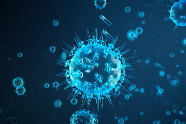 istock 3d illustration abstract viral infection causing chronic disease. Hepatitis viruses, influenza virus H1N1, Flu, cell infect organism, aids. Virus abstract background. 1023450610