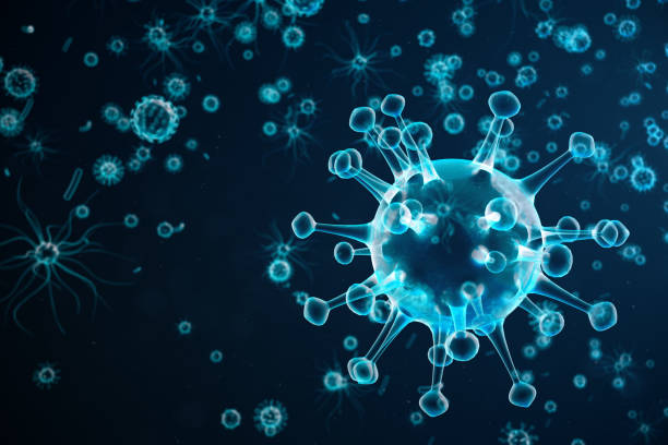 istock 3d illustration abstract viral infection causing chronic disease. Hepatitis viruses, influenza virus H1N1, Flu, cell infect organism, aids. Virus abstract background. 1023450634