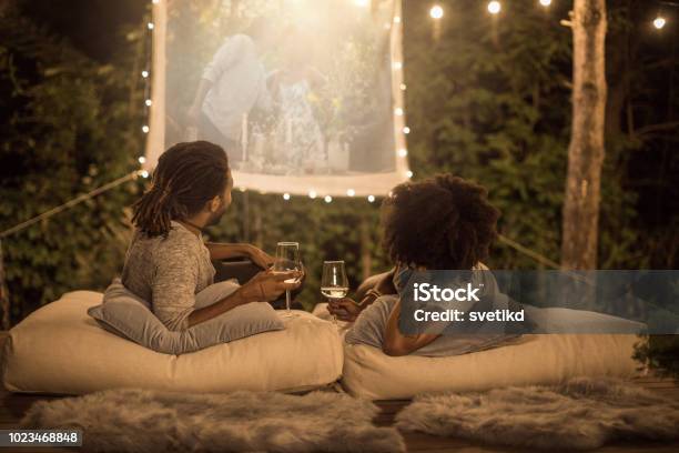 Romantic Movie Night Stock Photo - Download Image Now - Movie Theater, Movie, Outdoors