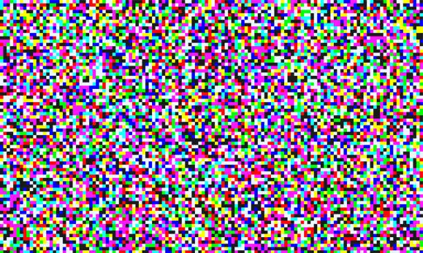 Vector illustration of TV pixel noise of analog channel grain screen seamless background. Vector glitch effect of video snow interference or abstract vaporwave background of color pixel mosaic distortion acid color glitch