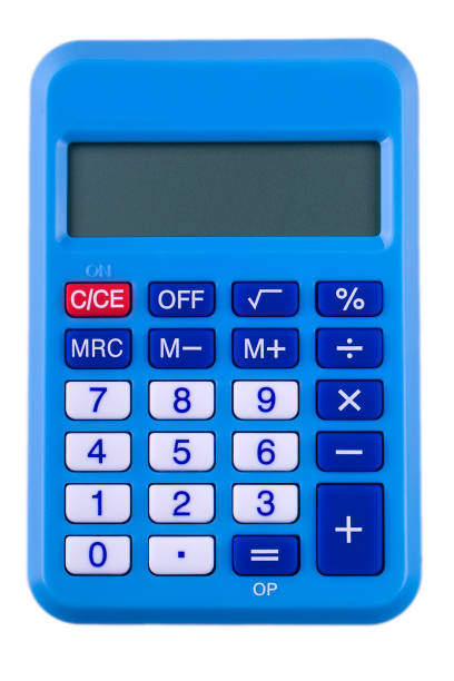 istock Blue digital calculator on the top view white background. 1023479904