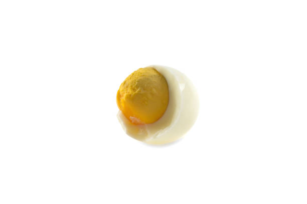istock Peeled boiled chicken egg isolated on white background 1023496218
