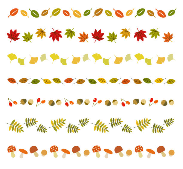 Fall icon line set Fall icon line set frame border clipart stock illustrations