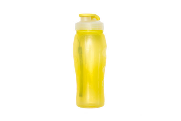 istock Yellow camping water bottle isolated on white 1023501978
