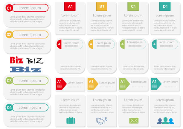 набор различных inforgraphic шаблонов. - index card illustrations stock illustrations