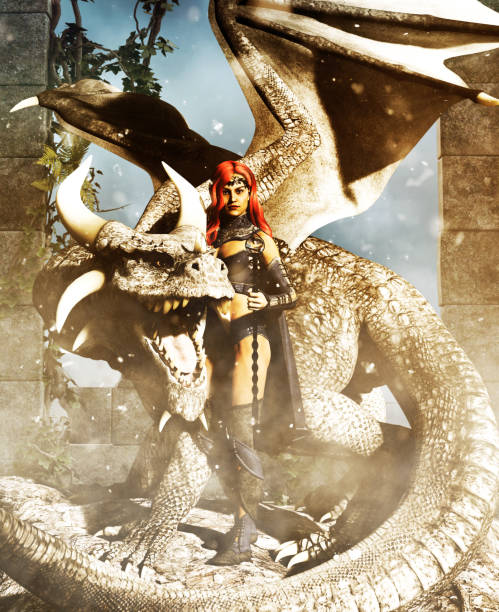 istock A female warrior with a dragon 1023523172
