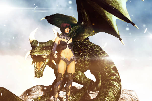 istock A female warrior with a dragon 1023523190