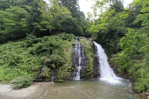 Shirogane waterfalls in Ginzan hotspring, Yamagata, Japan