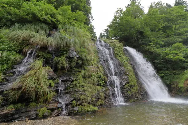 Shirogane waterfalls in Ginzan hotspring, Yamagata, Japan