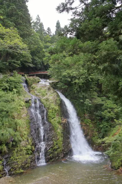 Shirogane waterfalls in Ginzan hotspring, Yamagata, Japan