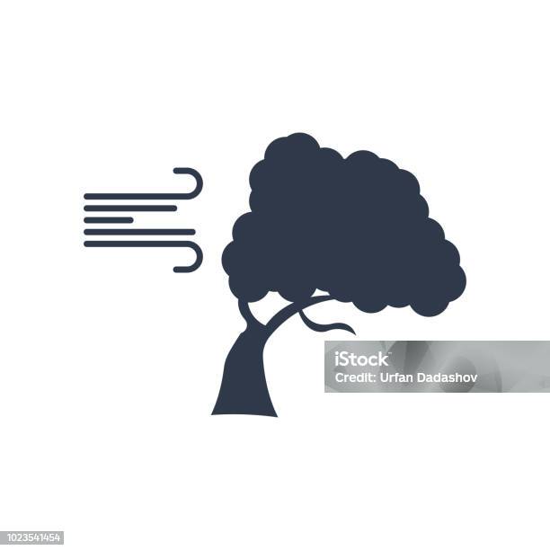 Wind Bending Tree Icon Vector Sign And Symbol Isolated On White Background Wind Bending Tree Logo Concept Stock Illustration - Download Image Now