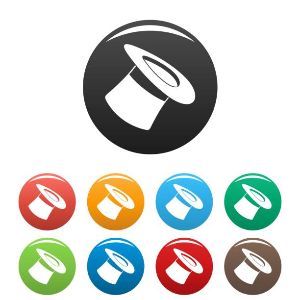 Inverted hat icons set color vector Inverted hat icon. Simple illustration of inverted hat vector icons set color isolated on white black hat upside down stock illustrations