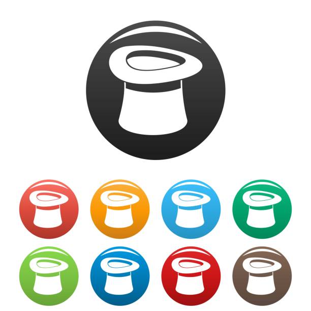 Inverted hat icons set color vector Inverted hat icon. Simple illustration of inverted hat vector icons set color isolated on white black hat upside down stock illustrations