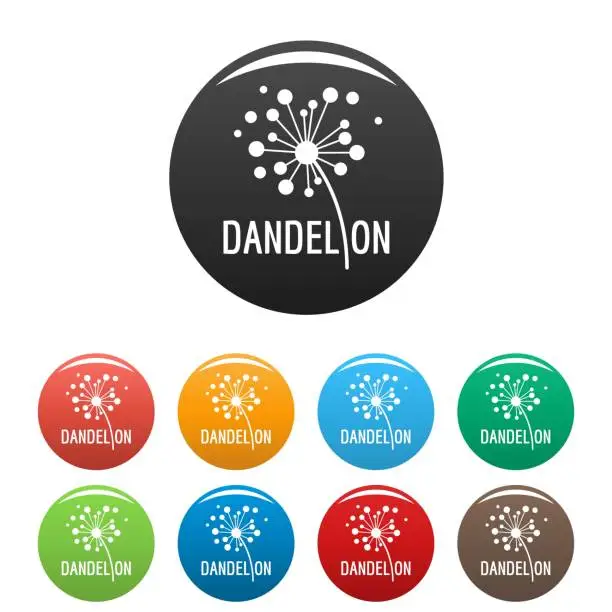 Vector illustration of Dried dandelion logo icons set color vector