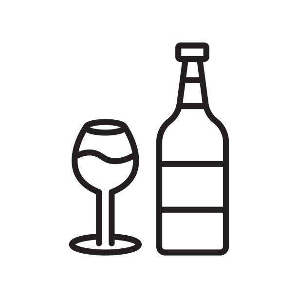 znak wektorowy ikony wina i symbol izolowany na białym tle, koncepcja logo wine - cheese wine white background grape stock illustrations