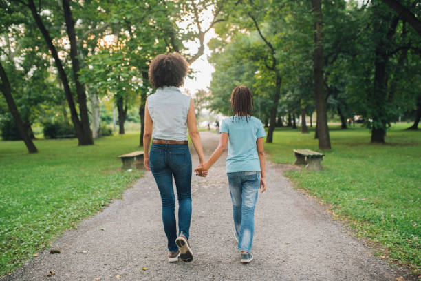 istock Mother and daughter walking away 1023559462
