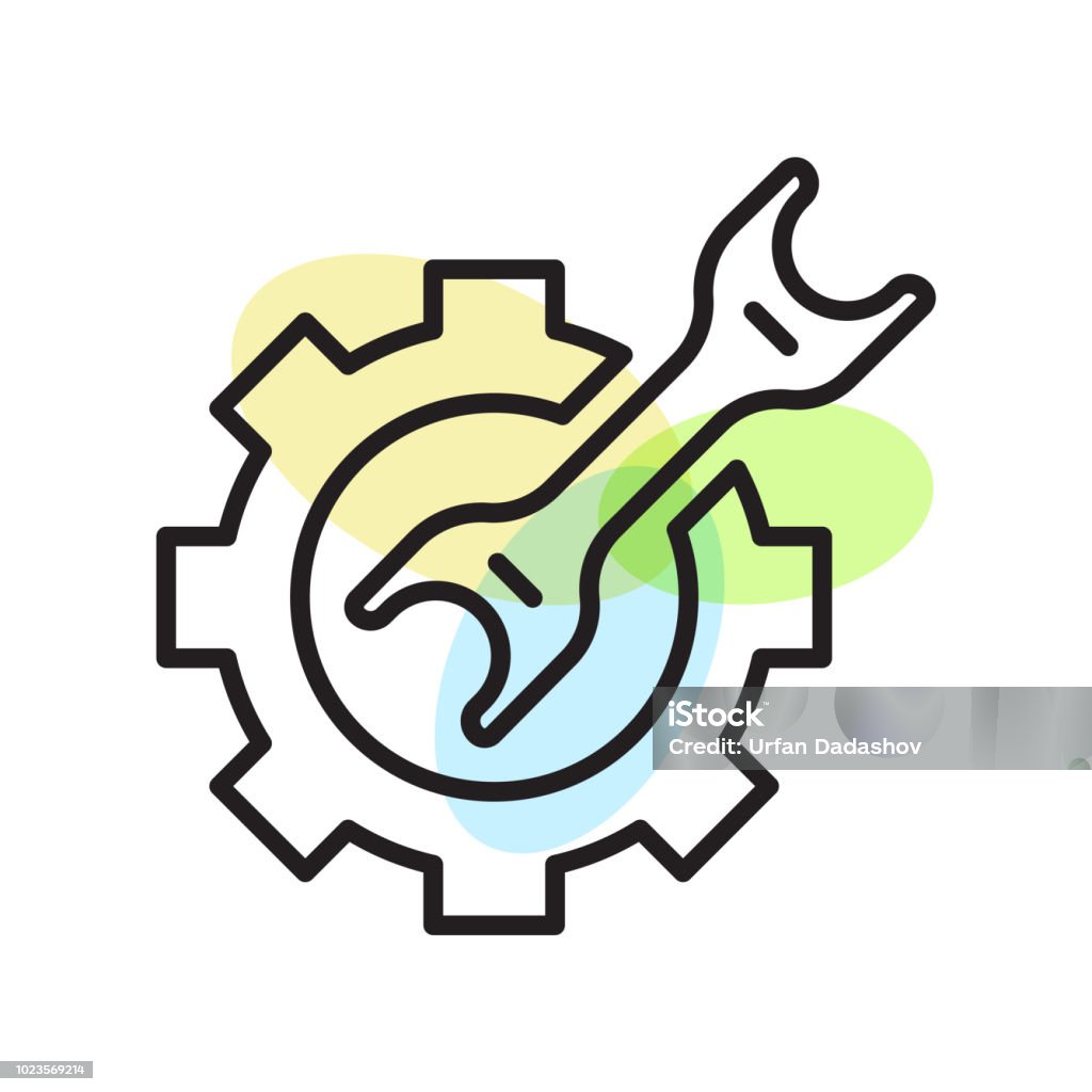 Cross wrench icon vector sign and symbol isolated on white background, Cross wrench logo concept Cross wrench icon vector isolated on white background for your web and mobile app design, Cross wrench logo concept Bolt - Fastener stock vector