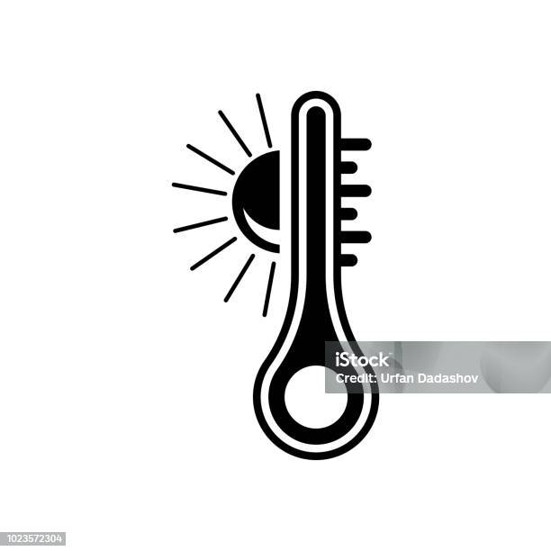 Thermometer And Sun Icon Vector Sign And Symbol Isolated On White Background Thermometer And Sun Logo Concept Stock Illustration - Download Image Now