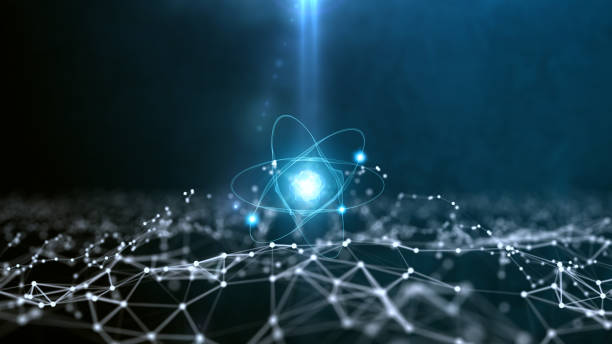 istock Abstract polygonal space background with connecting dots and lines. Abstract atom from particles. 1023582320