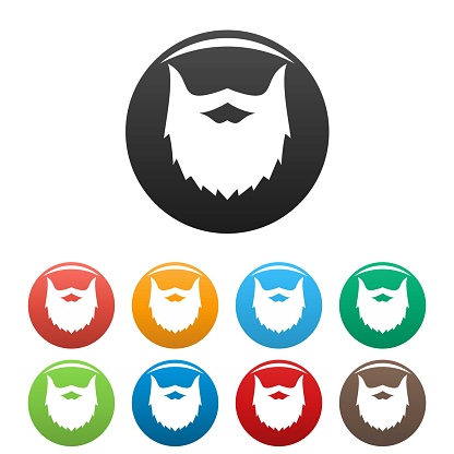Villainous beard icon. Simple illustration of villainous beard vector icons set color isolated on white