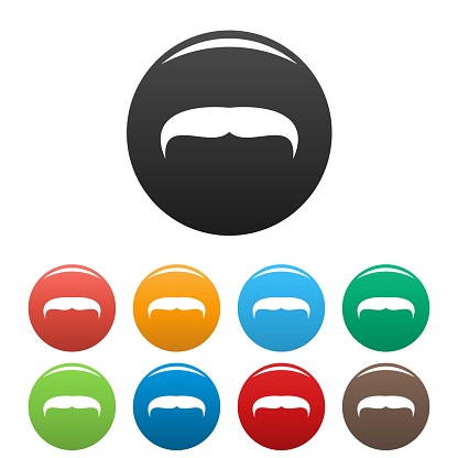 Villainous mustache icon. Simple illustration of villainous mustache vector icons set color isolated on white
