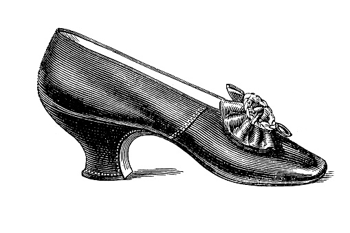 Illustration of a Fashionable Woman shoe - Victorian Engraving